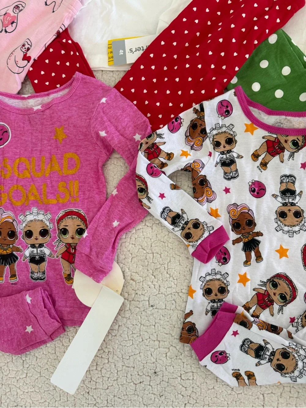 New girls Carter’s Gymboree L.O.L. Sz 4 Pink, White & Red Kids Pajama Set Bundle